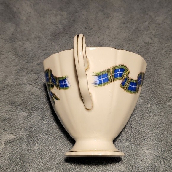 Adderley Tea Cup Nova Scotia Tartan - no saucer VTG Green Blue Tartan Ribbon - Picture 7 of 9